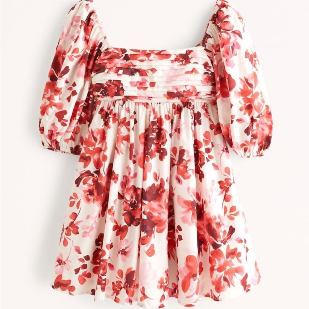 Abercrombie & Fitch Emerson
Ruched Puff Sleeve Mini Dress Red Floral SP
